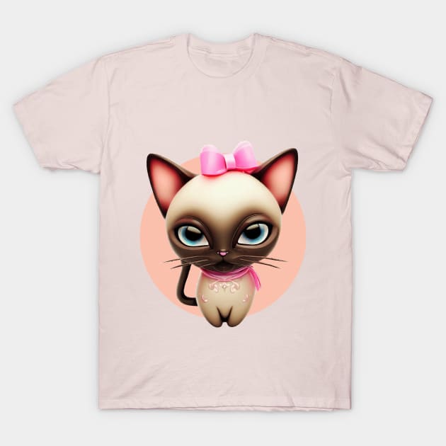 Cute cat kawaii T-Shirt by C-Digitalart